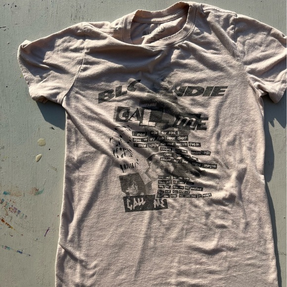 Women's Blondie T-Shirt Beige Spell-0ut XS New Wave 70s New York Debbie Harry - Picture 6 of 14